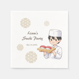 Guardanapo De Papel Sushi Birthday Party Invitation with Cute Anime 