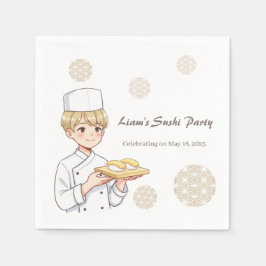 Guardanapo De Papel Sushi Birthday Party Invitation with Cute Anime 