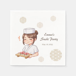Guardanapo De Papel Sushi Birthday Party Invitation with Cute Anime 