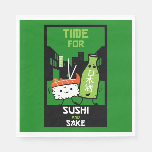 Guardanapo De Papel Sushi E Sake Foodies (Frente)