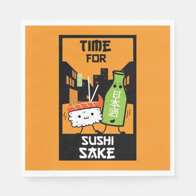 Guardanapo De Papel Sushi E Sake Foodies (Frente)