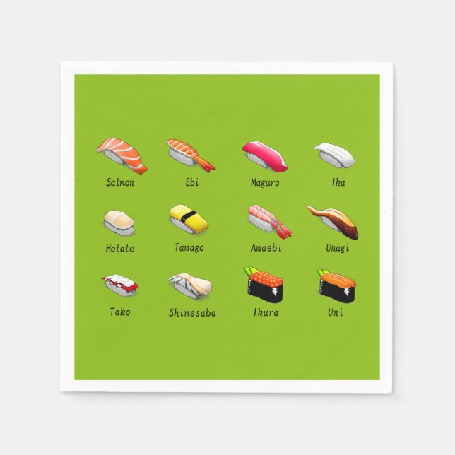 Guardanapo De Papel Sushi estimula o bonitinho kawaii janto japonês (Frente)