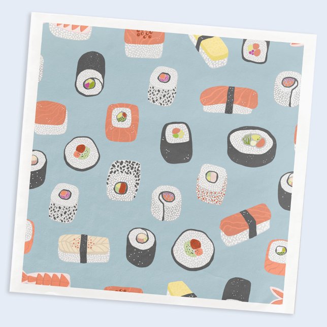 Guardanapo De Papel Sushi Nigiri Maki Roll Pattern (Japanese sushi paper napkin)