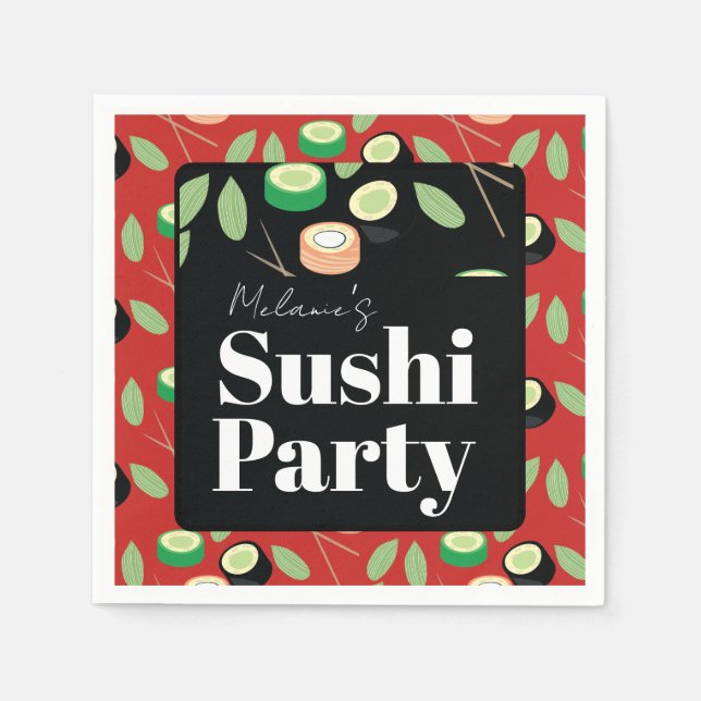 Guardanapo De Papel Sushi Party Rolls Birthday Name (Frente)