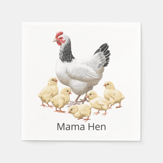 Guardanapo De Papel Sussex Chicken Mama Hen e Pintinhos (Frente)