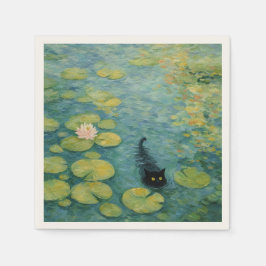 Guardanapo De Papel Sussurros pelo Lago de Lírios – Gato Preto