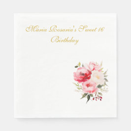 Guardanapo De Papel Sweet 16 Personalized Floral Tableware