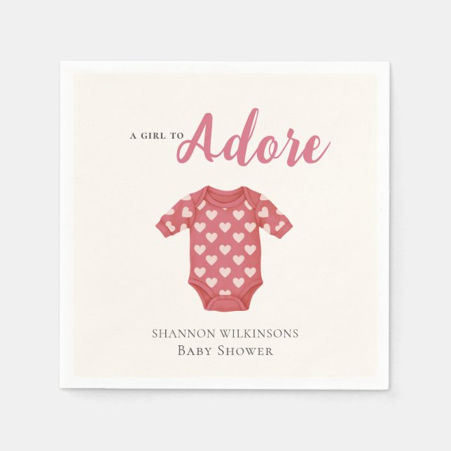 Guardanapo De Papel Sweet Baby Girl Hearts vest "Adore" Paper Napkin (Frente)