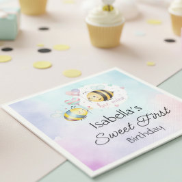 Guardanapo De Papel Sweet Bee First Birthday Personalized 