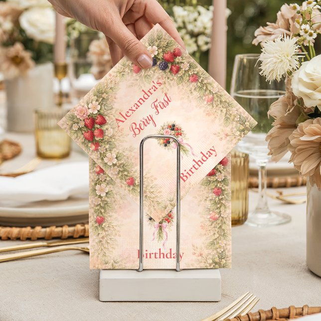 Guardanapo De Papel Sweet Berry Garden 1st Birthday (Criador carregado)