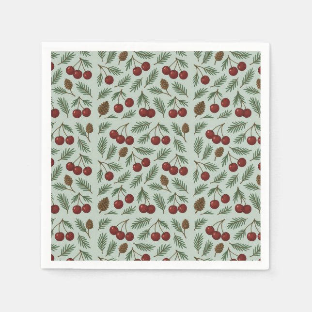 Guardanapo De Papel 🌿 Sweet Cherry Woodland Holiday Collection (Frente)