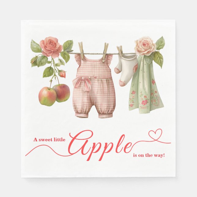 Guardanapo De Papel Sweet Little Apple Baby Shower | Fall Rustic Baby  (Frente)