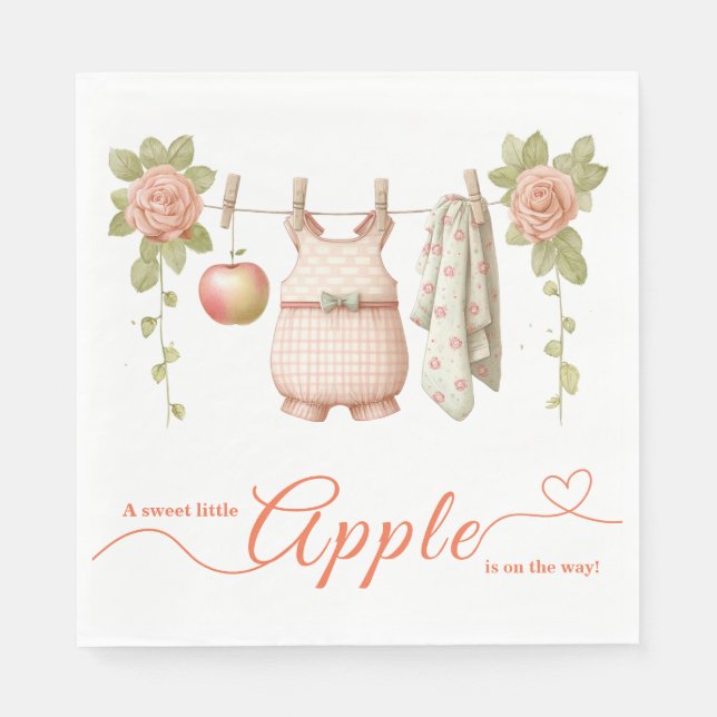 Guardanapo De Papel Sweet Little Apple Baby Shower | Fall Rustic Baby  (Frente)