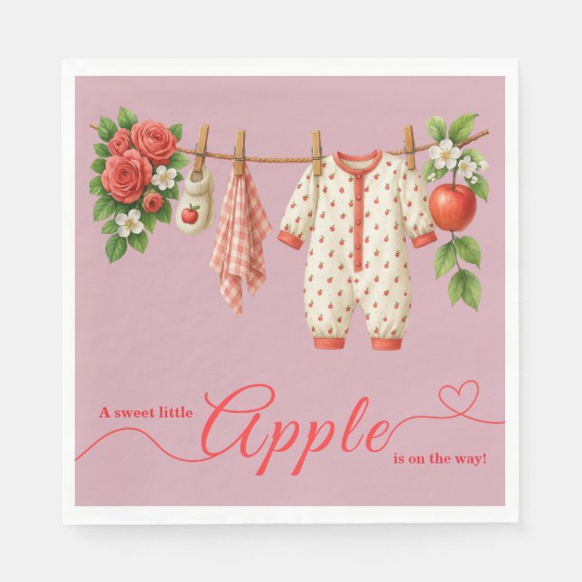 Guardanapo De Papel Sweet Little Apple Baby Shower | Fall Rustic Baby  (Frente)