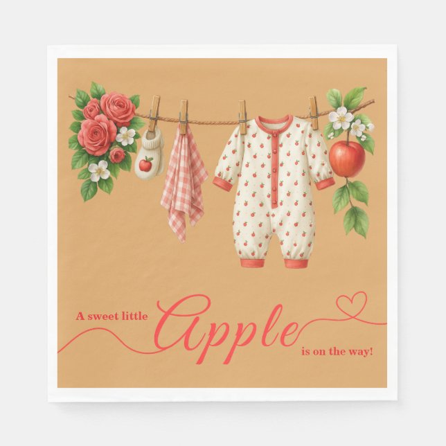 Guardanapo De Papel Sweet Little Apple Baby Shower | Fall Rustic Baby  (Frente)