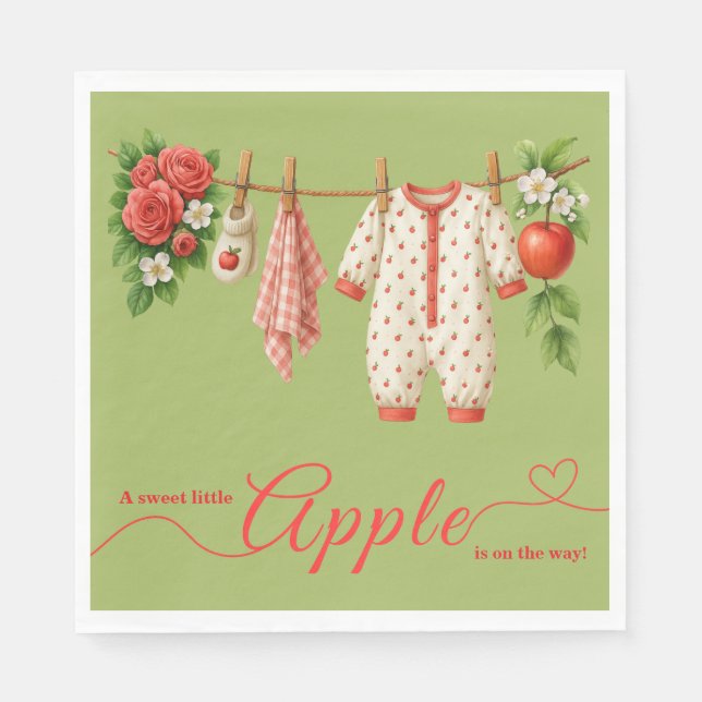Guardanapo De Papel Sweet Little Apple Baby Shower | Fall Rustic Baby  (Frente)