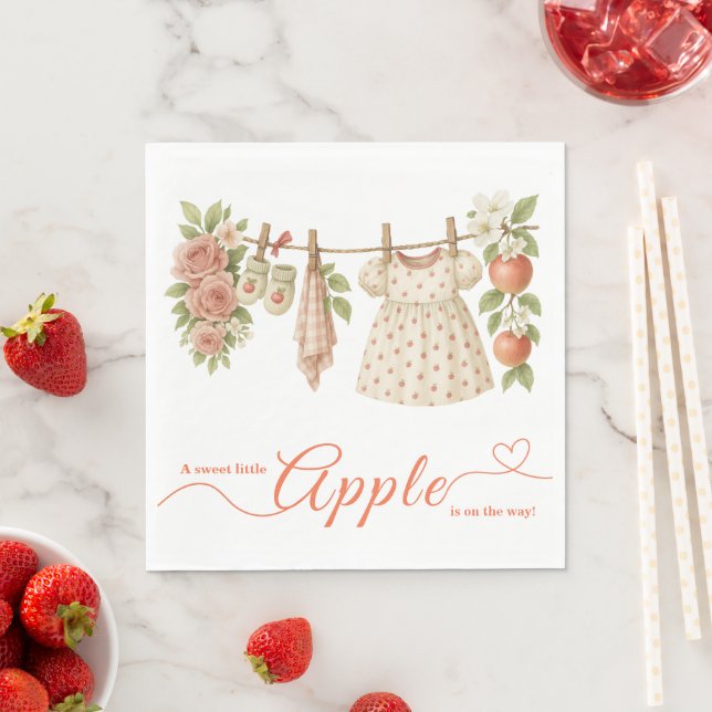 Guardanapo De Papel Sweet Little Apple Baby Shower | Fall Rustic Baby  (Insitu)