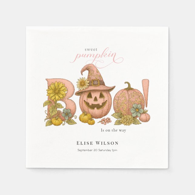 Guardanapo De Papel Sweet Little patch pumpkin florals is on the way (Frente)