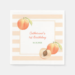 Guardanapo De Papel Sweet Little Peach Stripes Girl Birthday