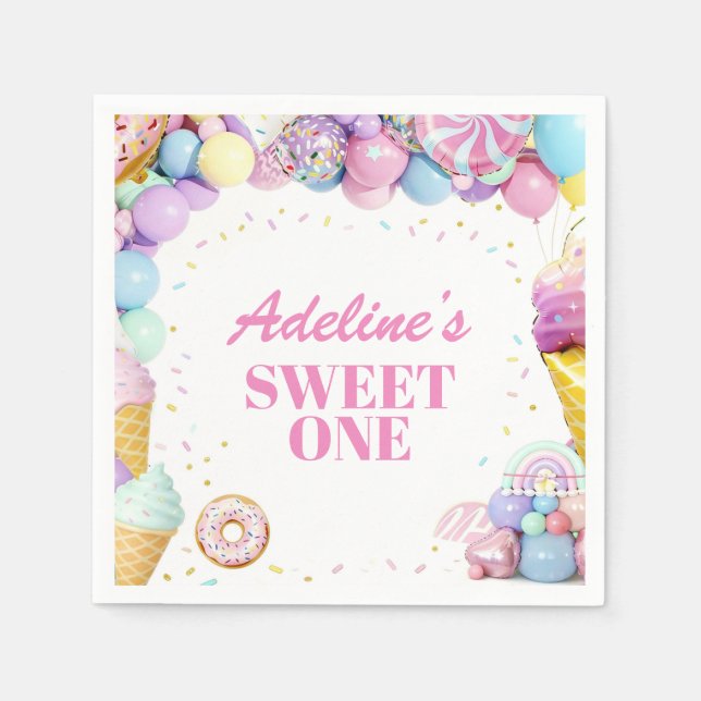 Guardanapo De Papel Sweet One First Birthday Pattern Napkins (Frente)