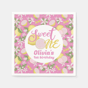 Guardanapo De Papel Sweet One Pink Lemon Lemon Birthday Napkins