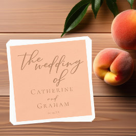 Guardanapo De Papel Sweet Peach Minimalista Script Summer Wedding
