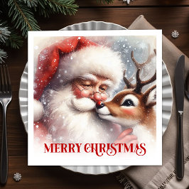 Guardanapo De Papel Sweet Santa Rudolph Holiday Christmas Napkins Set