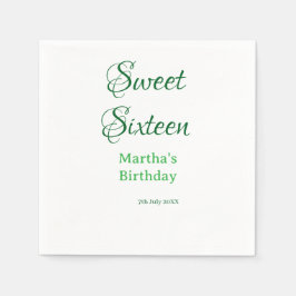 Guardanapo De Papel Sweet Sixteen green name date calligraphy boho ret