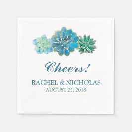Guardanapo De Papel Sweet Trio Succulents Watercolor | Casamento