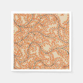 Guardanapo De Papel Swirling Orange Leaves on Beige Background