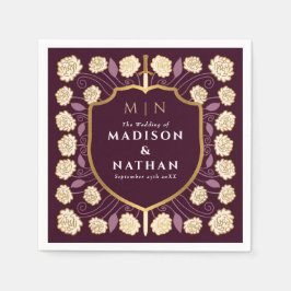 Guardanapo De Papel Sword & Shield Medieval Fantasy Casamento Monogram