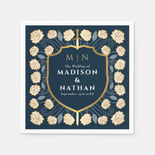 Guardanapo De Papel Sword & Shield Medieval Fantasy Casamento Monogram