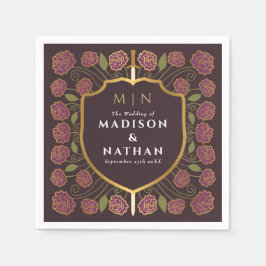 Guardanapo De Papel Sword & Shield Medieval Fantasy Casamento Monogram