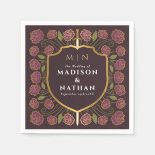 Guardanapo De Papel Sword & Shield Medieval Fantasy Casamento Monogram