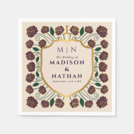 Guardanapo De Papel Sword & Shield Medieval Fantasy Casamento Monogram