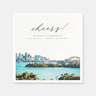 Guardanapo De Papel SYDNEY AUSTRALIA Watercolor Beach Skyline Wed;