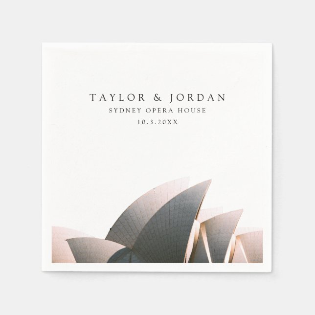 Guardanapo De Papel Sydney Opera House Casamento Personalizado Coquete (Frente)