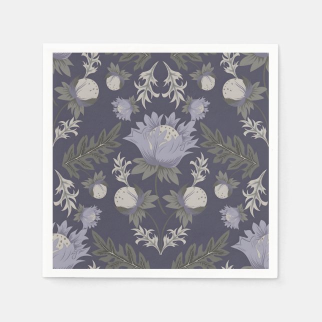 Guardanapo De Papel Symmetrical dark purple floral pattern (Frente)