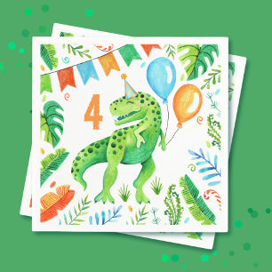 Guardanapo De Papel T rex Dinossauro Festa de aniversário Watercolor