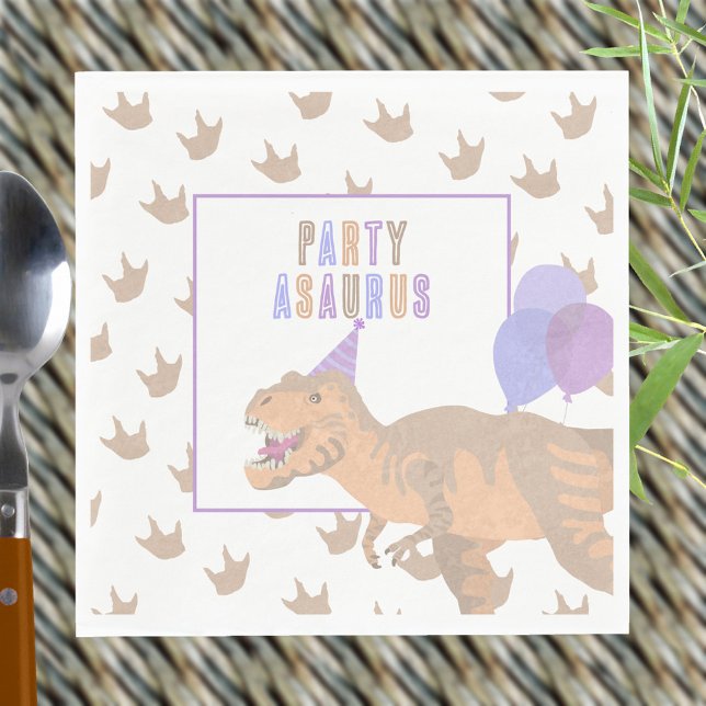 Guardanapo De Papel T-Rex Tan Dinomite Festa de aniversário de Dinossa (Cute dinosaur themed birthday party paper napkins to add to your tables and decor)