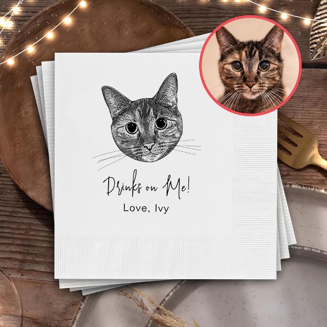 Guardanapo De Papel Tabby Cat Desenhando Bebidas Personalizadas Em Mim (Criador carregado)