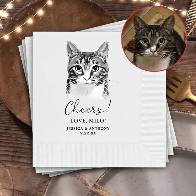 Guardanapo De Papel Tabby Cat Personalised Cheers Napkins (Criador carregado)