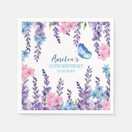 Guardanapo De Papel Tabuleiro de aniversário da Pink Floral Butterfly