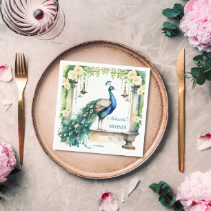 Guardanapo De Papel Tabuleiro de casamento da Índia de Peacock Mehndi
