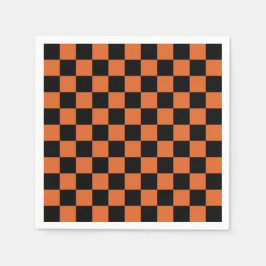 Guardanapo De Papel Tabuleiro de Xadrez de Halloween Preto e Laranja 