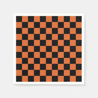 Guardanapo De Papel Tabuleiro de Xadrez de Halloween Preto e Laranja
