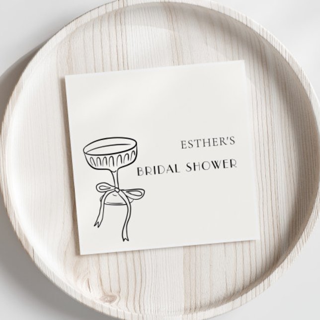 Guardanapo De Papel Taça de Champanhe com Laço Chá de Noiva (Criador carregado)