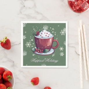 Guardanapo De Papel Taça de Chocolate Quente de Natal Verde