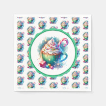 Taça de Natal bonito de Aquarela com Cacau Quente