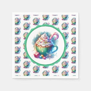 Guardanapo De Papel Taça de Natal bonito de Aquarela com Cacau Quente